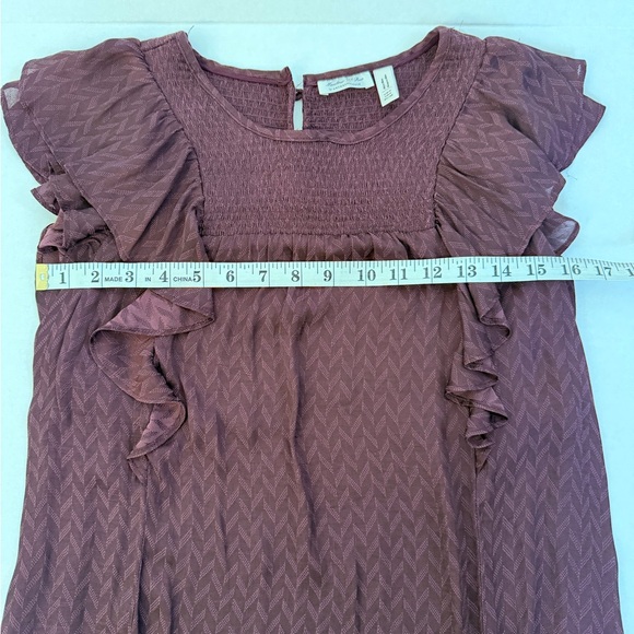 Anthropologie Deep Purple/ Maroon Ruffle Blouse - Picture 3 of 7